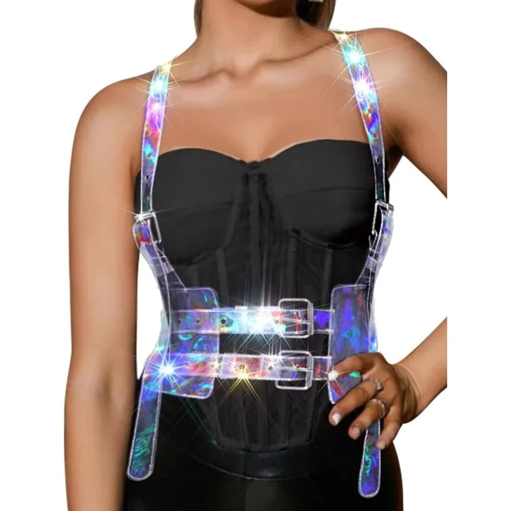 Fashion LED Waist Harness Belt for Women, Adjustable Rave Accessory